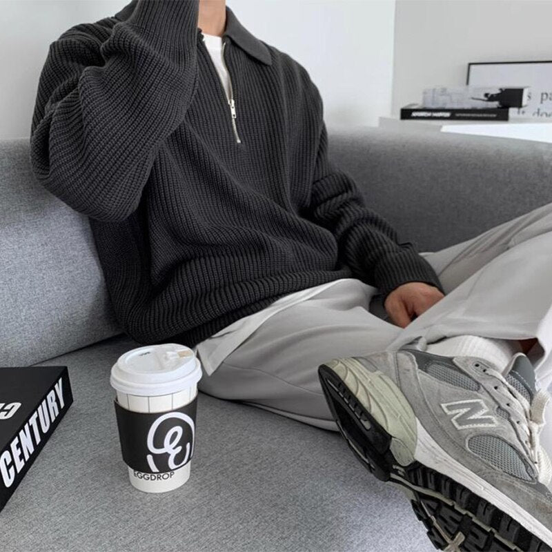Herrer sweatshirt med lynlås-krave - Jonas