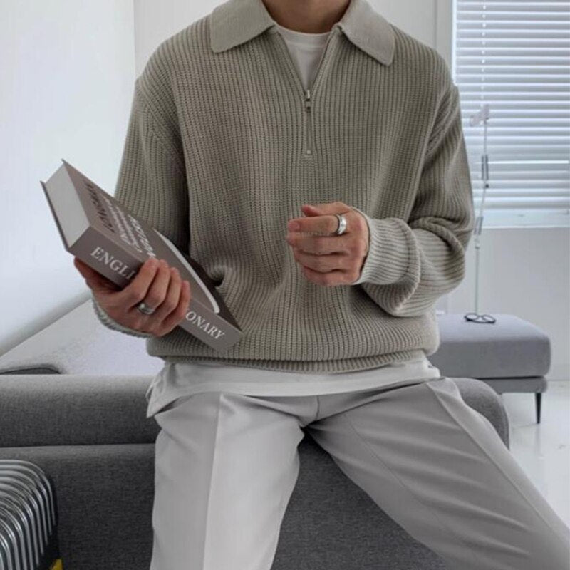 Herrer sweatshirt med lynlås-krave - Jonas