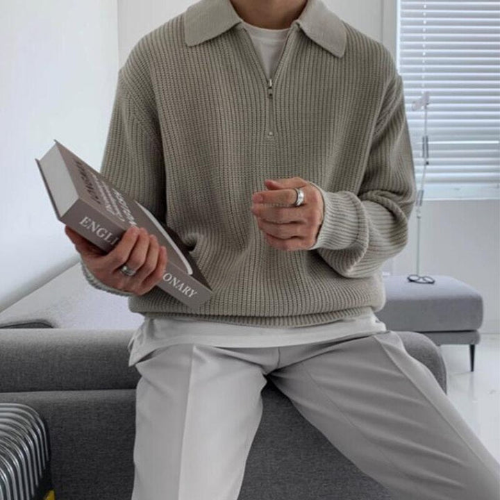 Herrer sweatshirt med lynlås-krave - Jonas