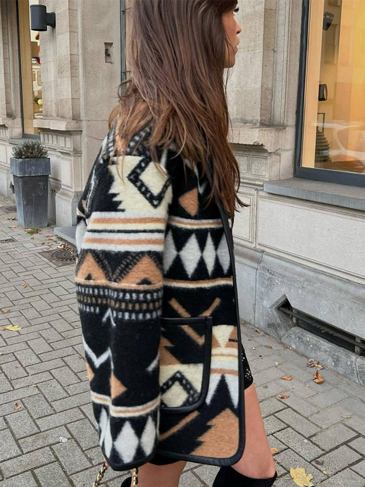 Dame efterårsjakke med print – Amaris