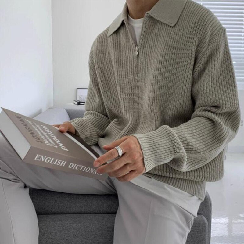 Herrer sweatshirt med lynlås-krave - Jonas