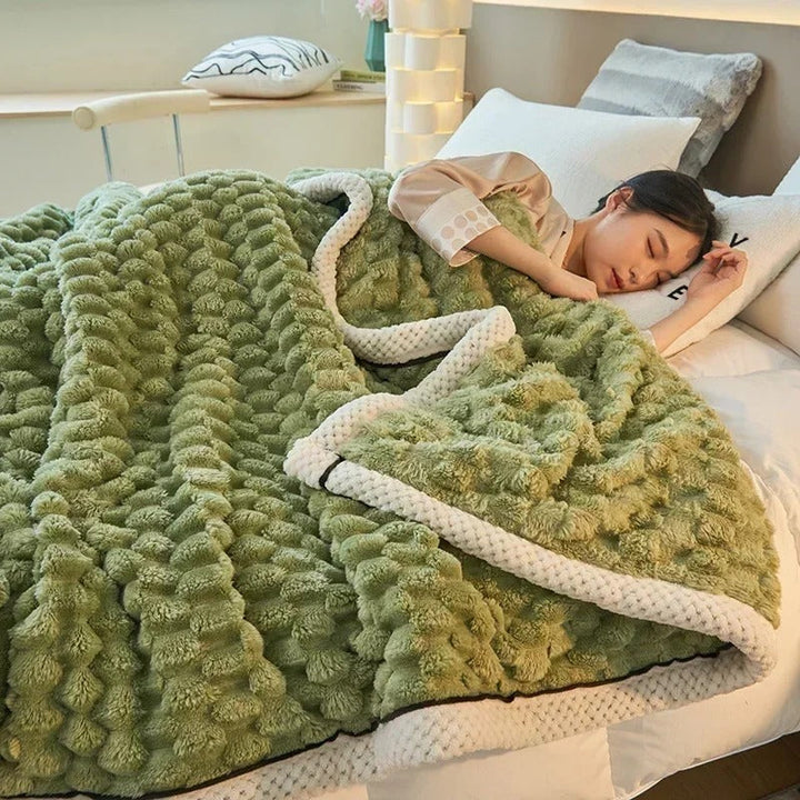 Dobbeltlagde Coral-Velvet-tæppe til efterår og vinter – TurtleWarm
