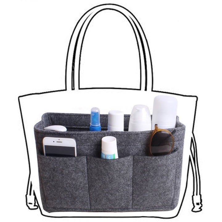 Filt indsats til håndtaske- og make-up-organizer – Køb 1, få 1 GRATIS multi-lomme-opbevaring