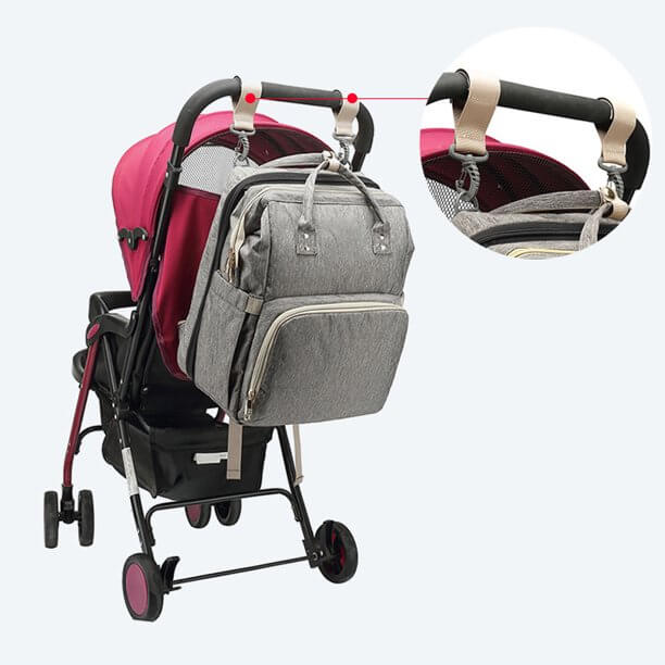 Omdannelig puslerygsæk til baby med sammenklappelig babyseng – vandtæt design med flere lommer