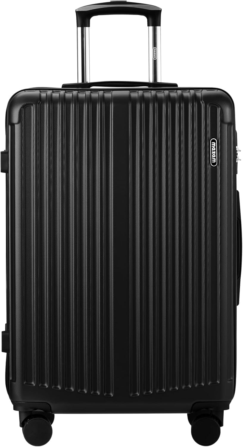 Store hardshell-kufferter med 360°-hjul og TSA-lås – sort stribet