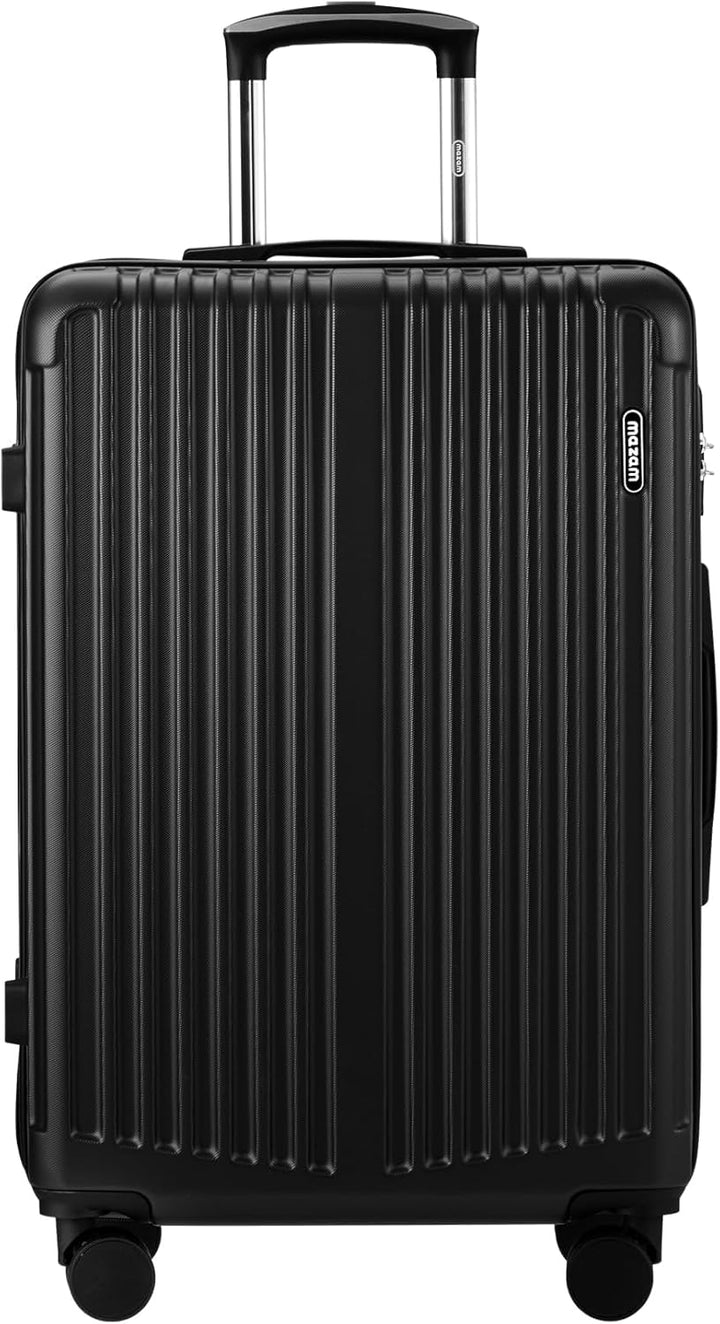 Store hardshell-kufferter med 360°-hjul og TSA-lås – sort stribet