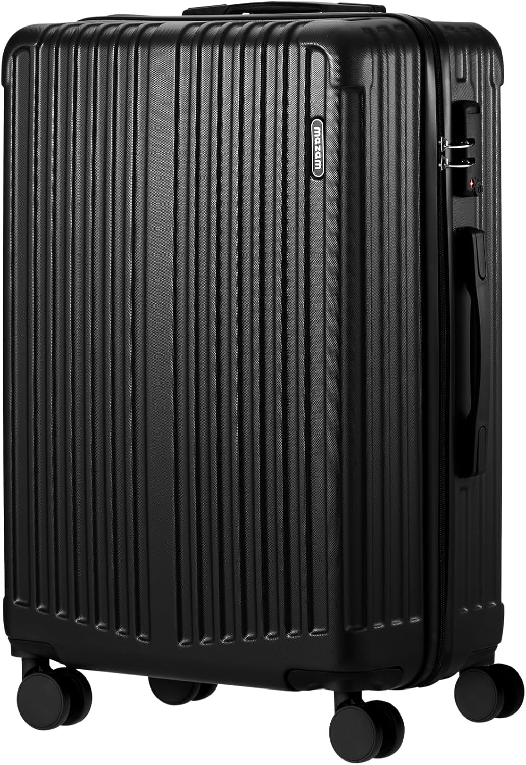 Store hardshell-kufferter med 360°-hjul og TSA-lås – sort stribet