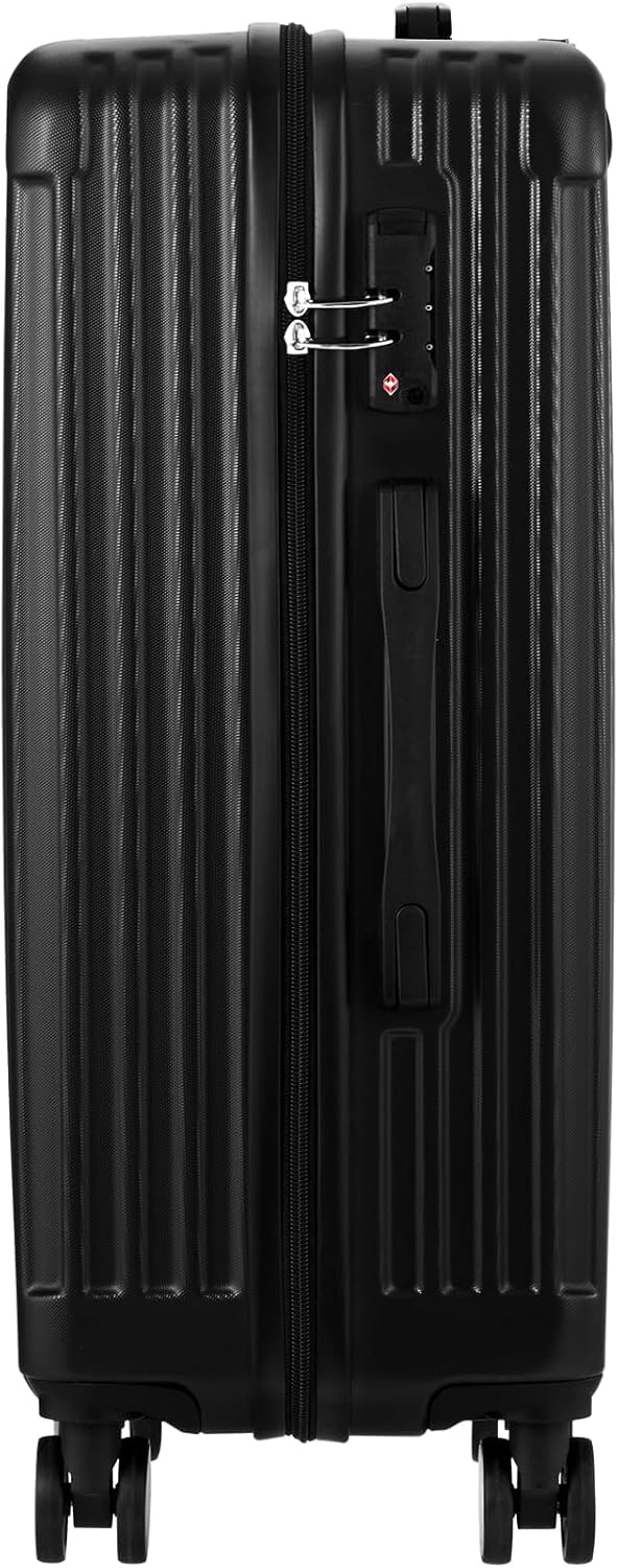 Store hardshell-kufferter med 360°-hjul og TSA-lås – sort stribet
