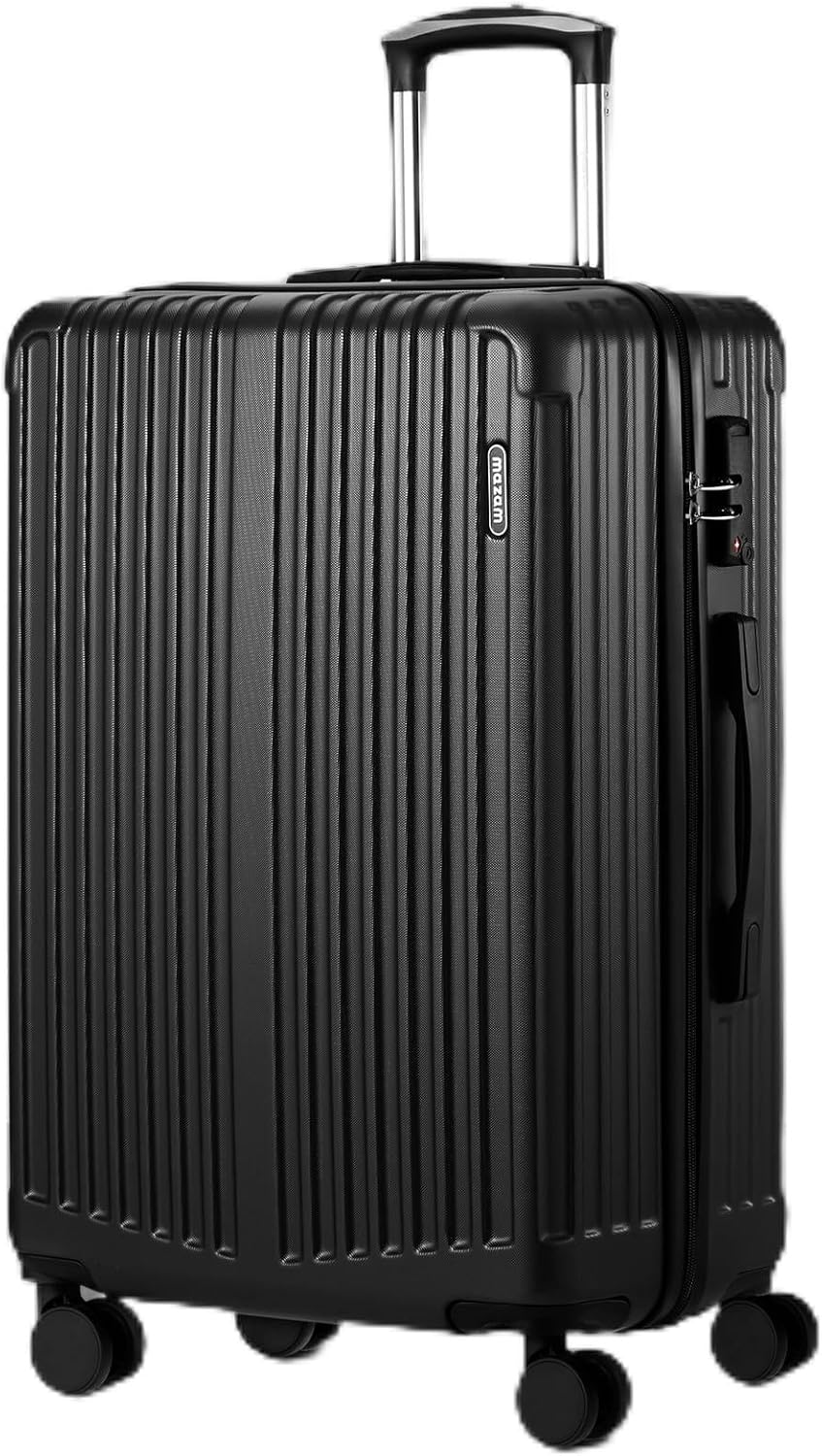 Store hardshell-kufferter med 360°-hjul og TSA-lås – sort stribet