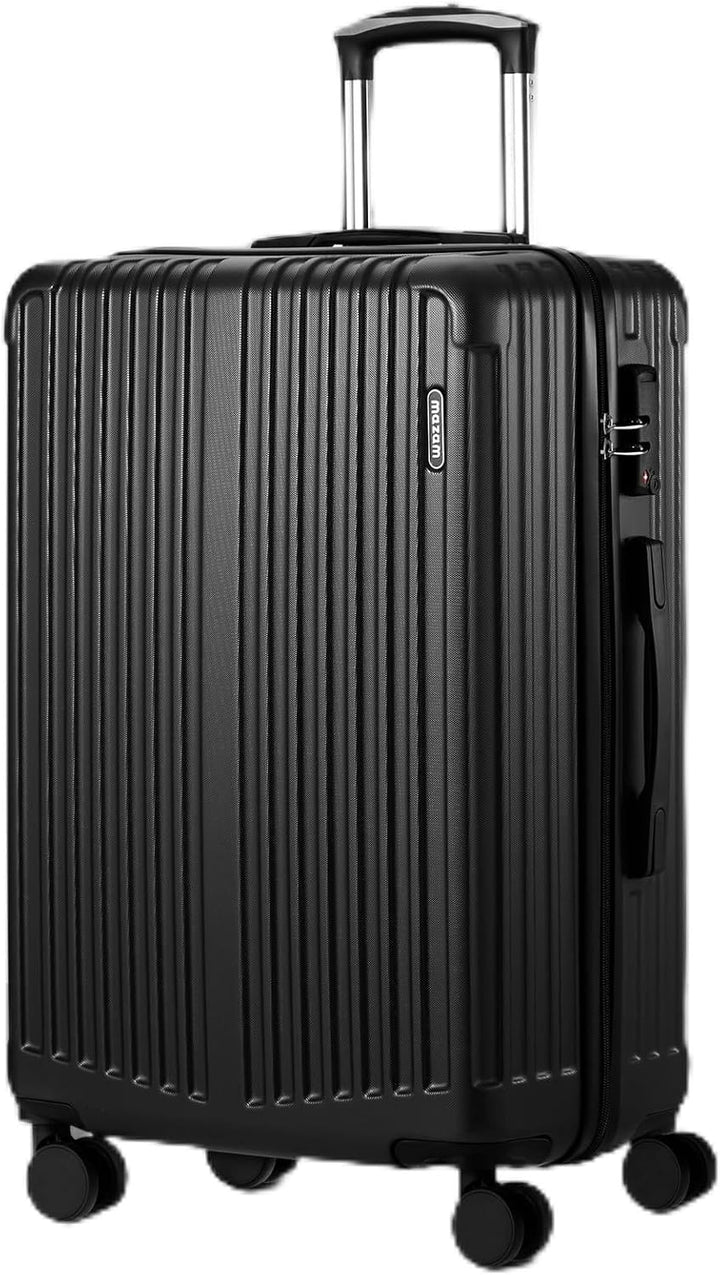 Store hardshell-kufferter med 360°-hjul og TSA-lås – sort stribet