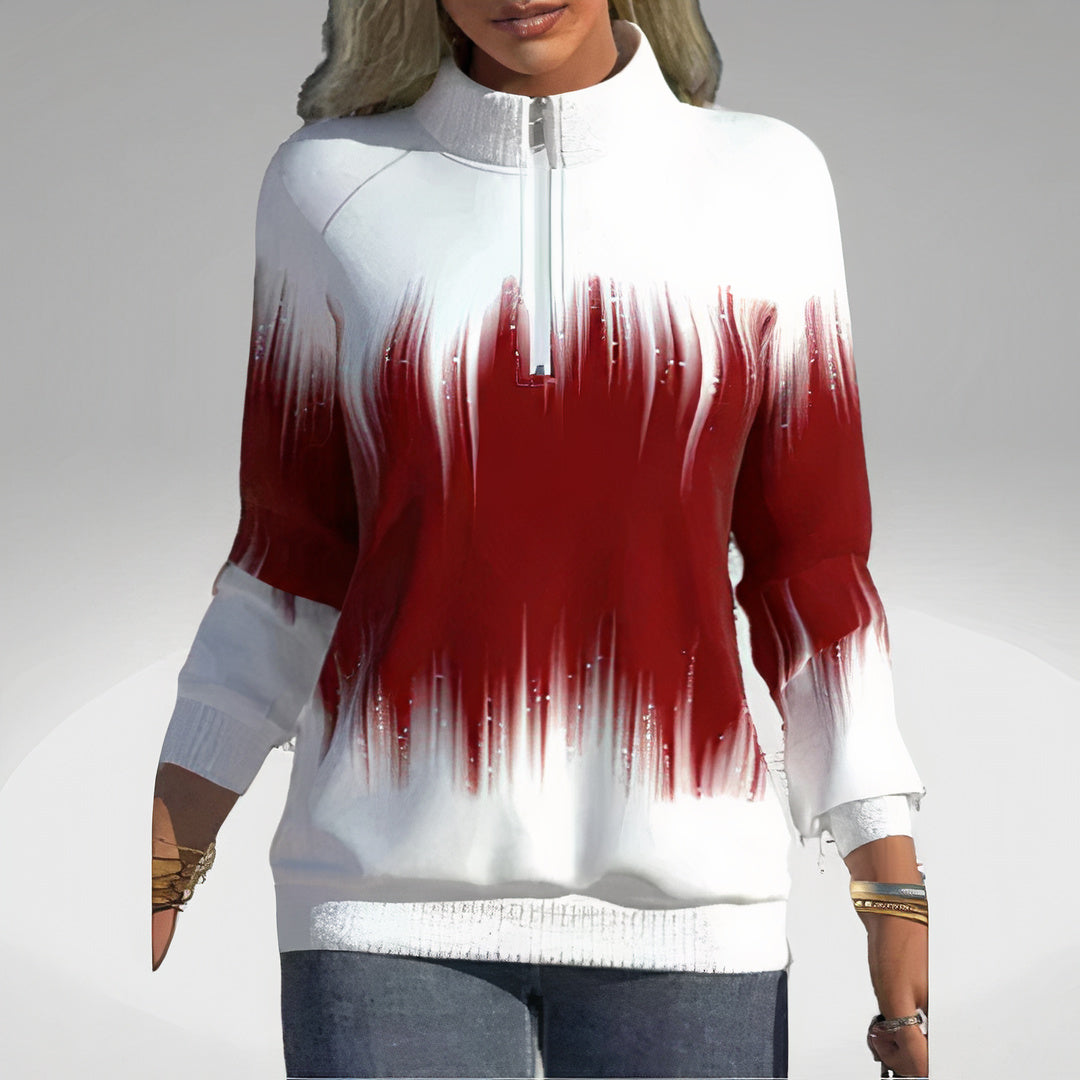 Dame Sweatshirt med lynlås krave – Elvira