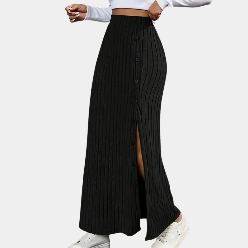 Ribbet maxi-nederdel – Selina
