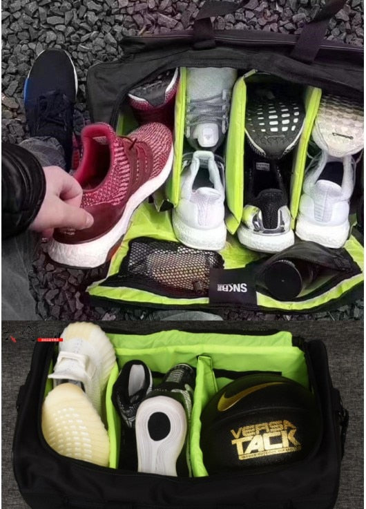 Vandtæt rejsetaske med flere rum til sneakers og udstyr