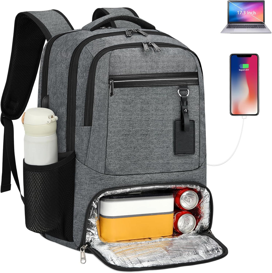Vandtæt laptop- og frokostrygsæk med USB-port – rejsetaske med flere rum