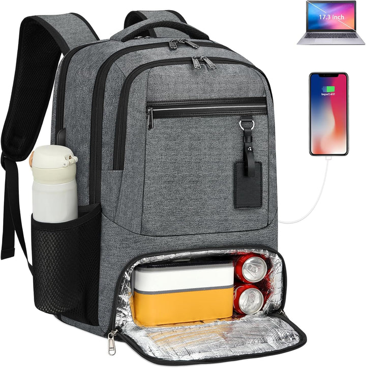 Vandtæt laptop- og frokostrygsæk med USB-port – rejsetaske med flere rum
