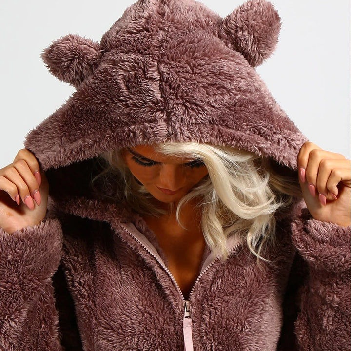 Superblød Fleece-Onesie med Bjørneører - BearHug