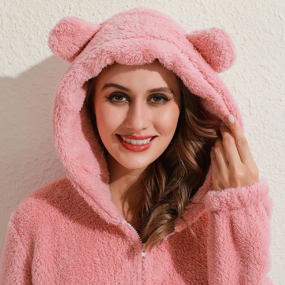 Superblød Fleece-Onesie med Bjørneører - BearHug