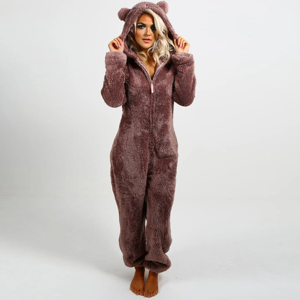 Superblød Fleece-Onesie med Bjørneører - BearHug