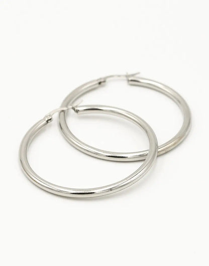 Silberne Creolen Ohrringe 40mm, modisch, hochwertiger Schmuck, elegantes Design