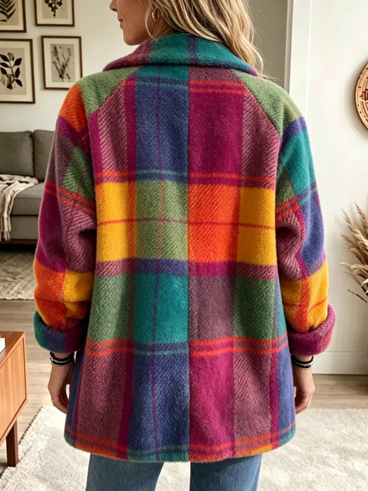 Women's Plaid Coat with Soft Texture and Pockets 3