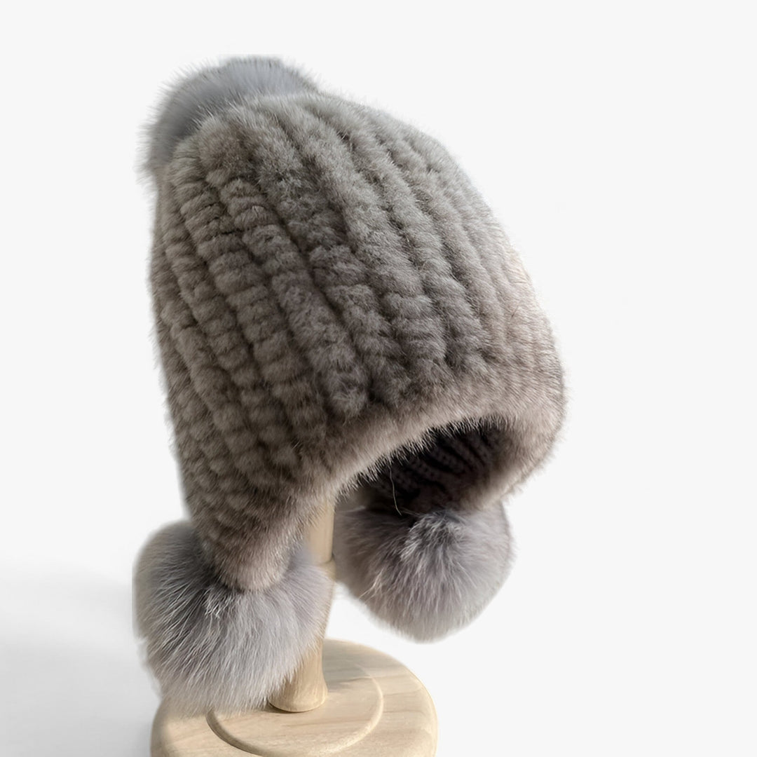 Luksus pelslue fra van Wezel med rævepels-pompon - Valeria