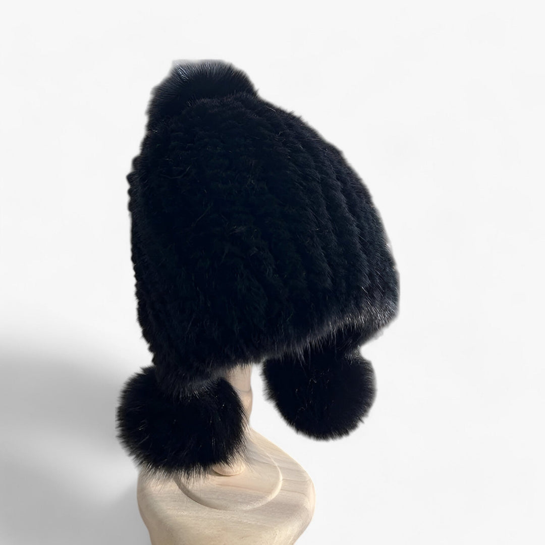 Luksus pelslue fra van Wezel med rævepels-pompon - Valeria