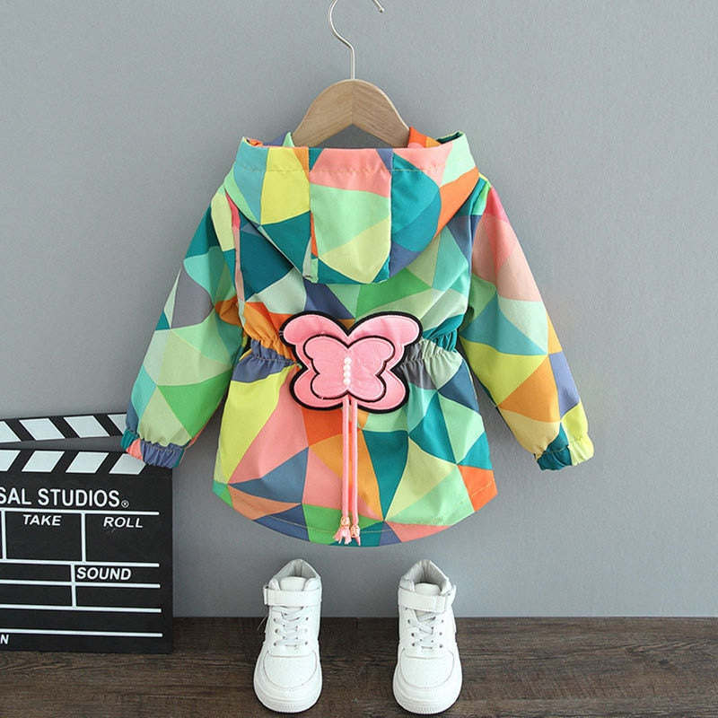 Moderne regnjakke med sommerfugle til piger - ButterflySplash