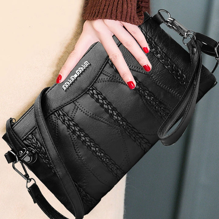 PU-læder crossbody-clutch til damer med stort indvendigt rum