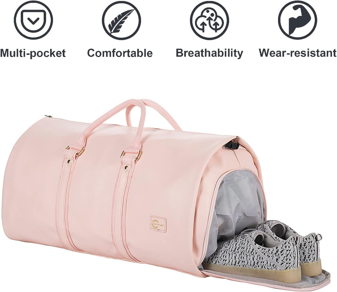 Konvertibel PU-læder duffel til tøj – håndbagage/weekender-rejsetaske
