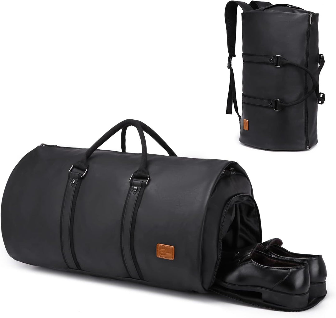 Konvertibel PU-læder duffel til tøj – håndbagage/weekender-rejsetaske