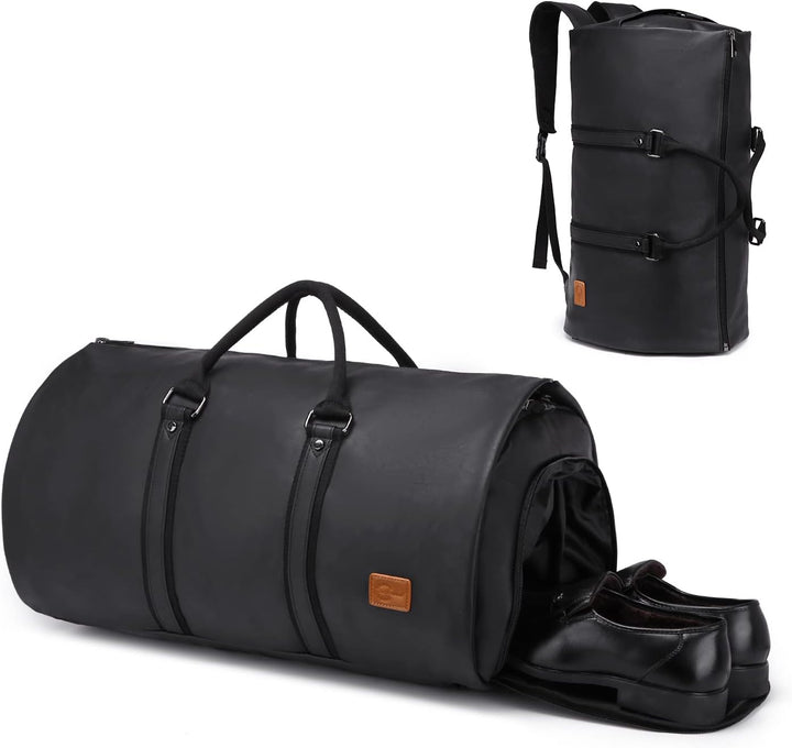 Konvertibel PU-læder duffel til tøj – håndbagage/weekender-rejsetaske