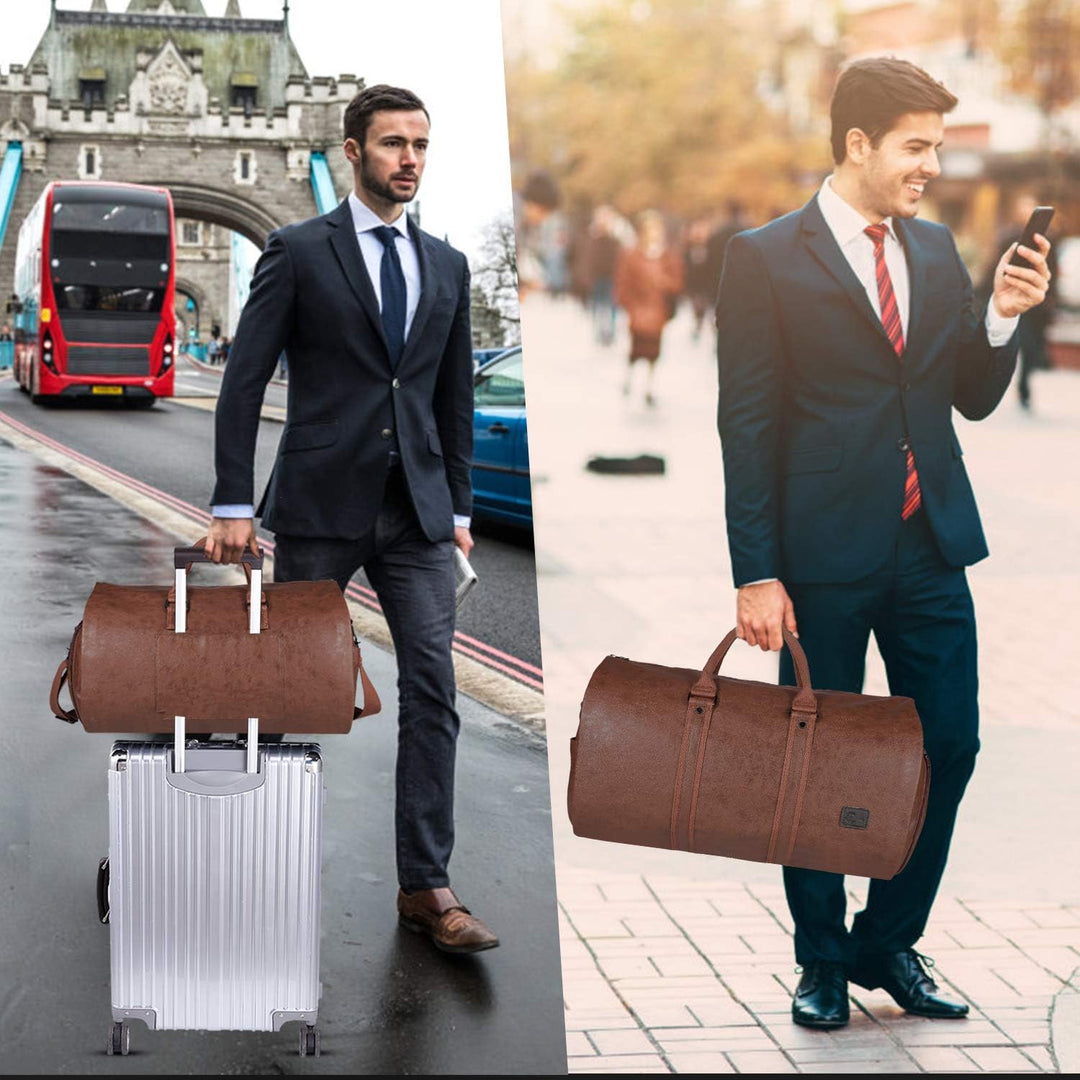 Konvertibel PU-læder duffel til tøj – håndbagage/weekender-rejsetaske