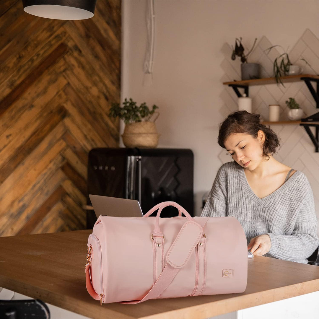 Konvertibel PU-læder duffel til tøj – håndbagage/weekender-rejsetaske