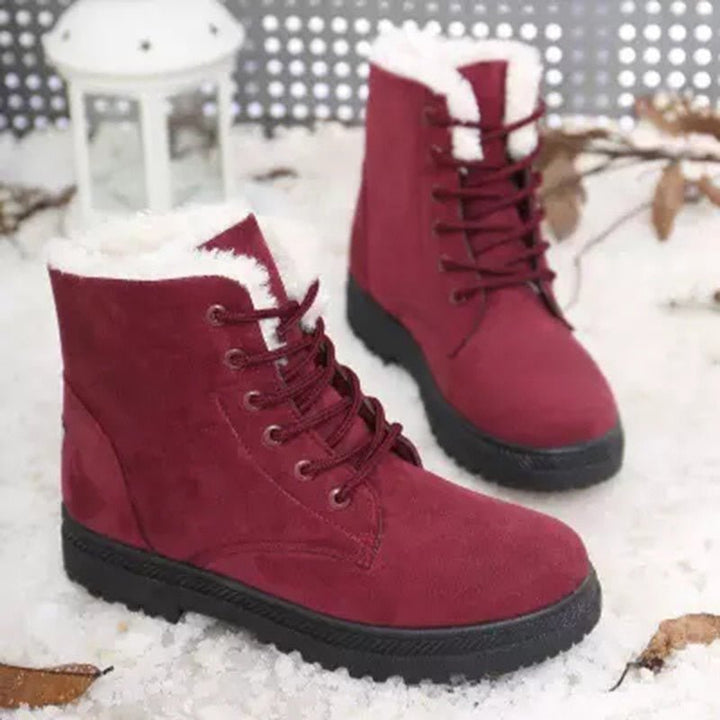 Varmeforede dames vinterstøvler med snørebånd - Eliza Fur Boot