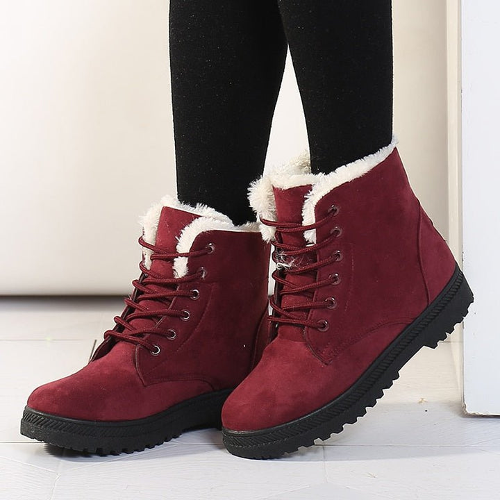 Varmeforede dames vinterstøvler med snørebånd - Eliza Fur Boot
