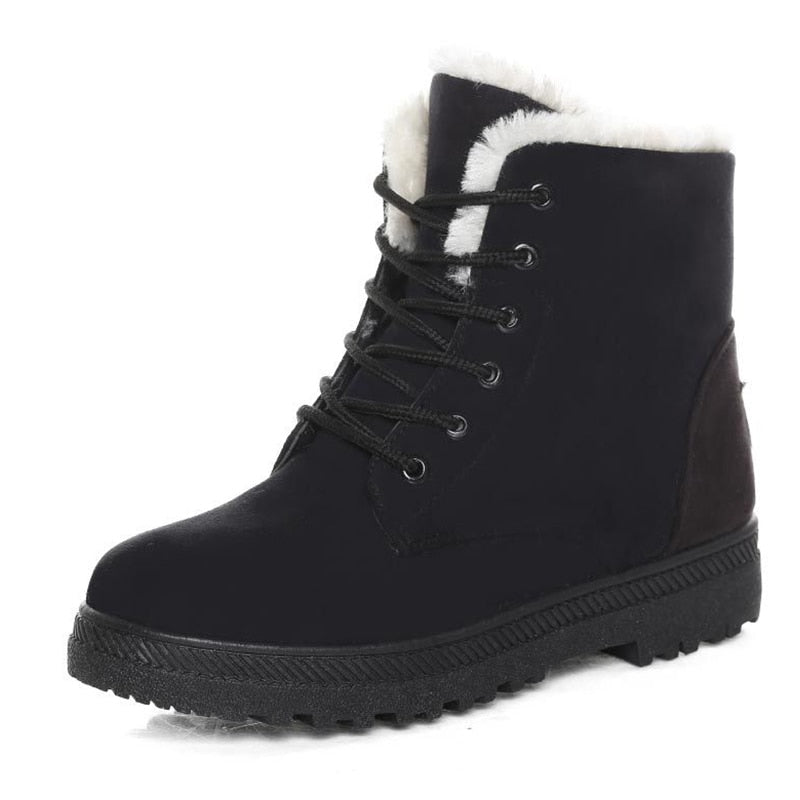 Varmeforede dames vinterstøvler med snørebånd - Eliza Fur Boot