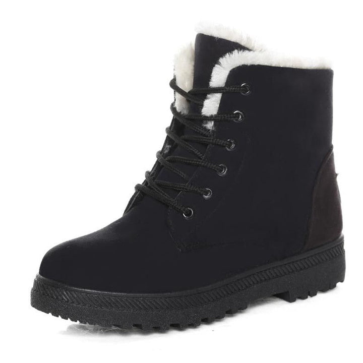 Varmeforede dames vinterstøvler med snørebånd - Eliza Fur Boot