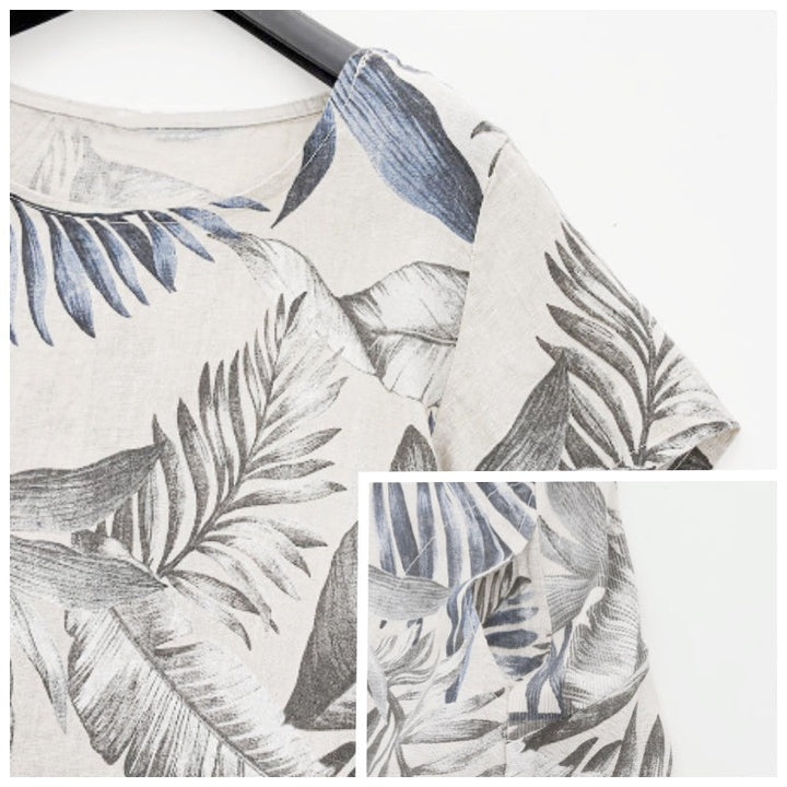 Botanisk sommerkjole med rund hals & blomstret A-form – Elvira