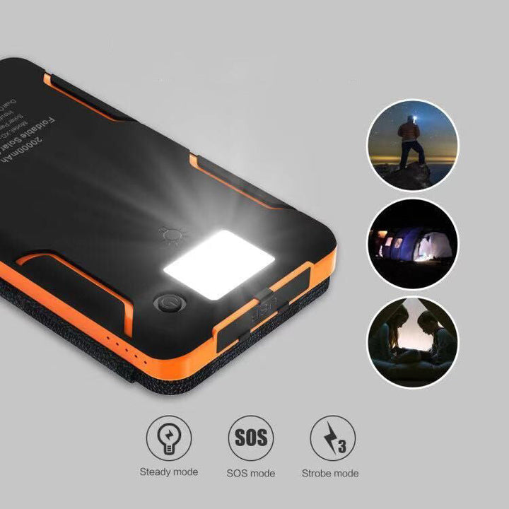 Solenergi-powerbank med 4 paneler og 3 USB-udgange – SunCore