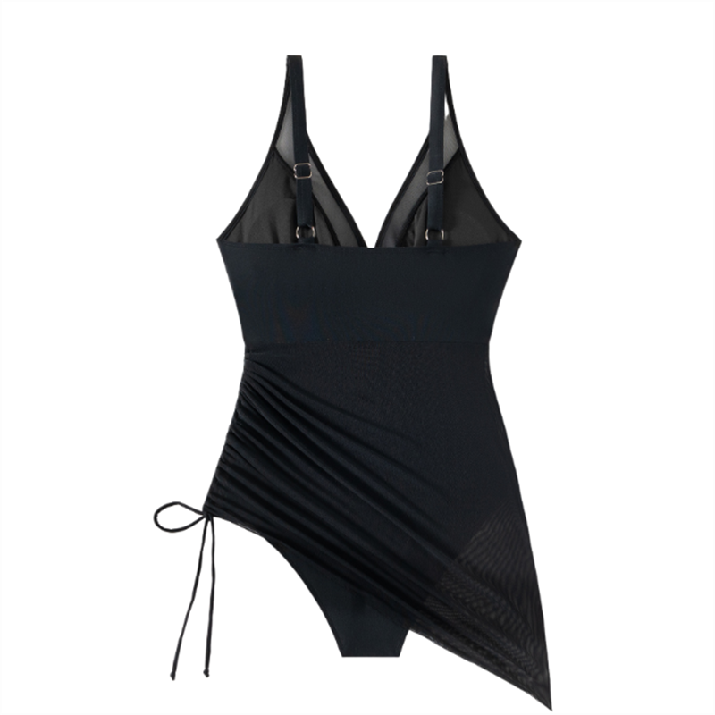 Formende badekjole med meshindsats og omslagslook – Melina