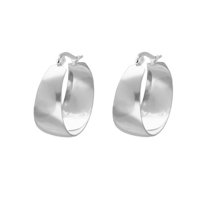 Silberne Statement-Creolen Ohrringe, glänzend, modisch, groß, Schmuck für Damen.