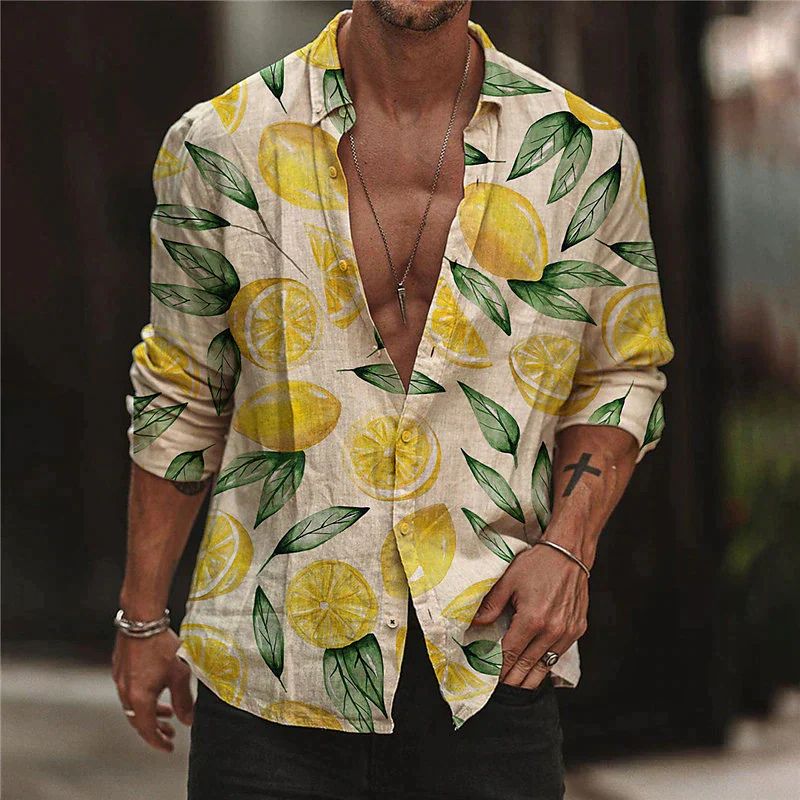 Trendy herreskjorte med citronprint – Julien