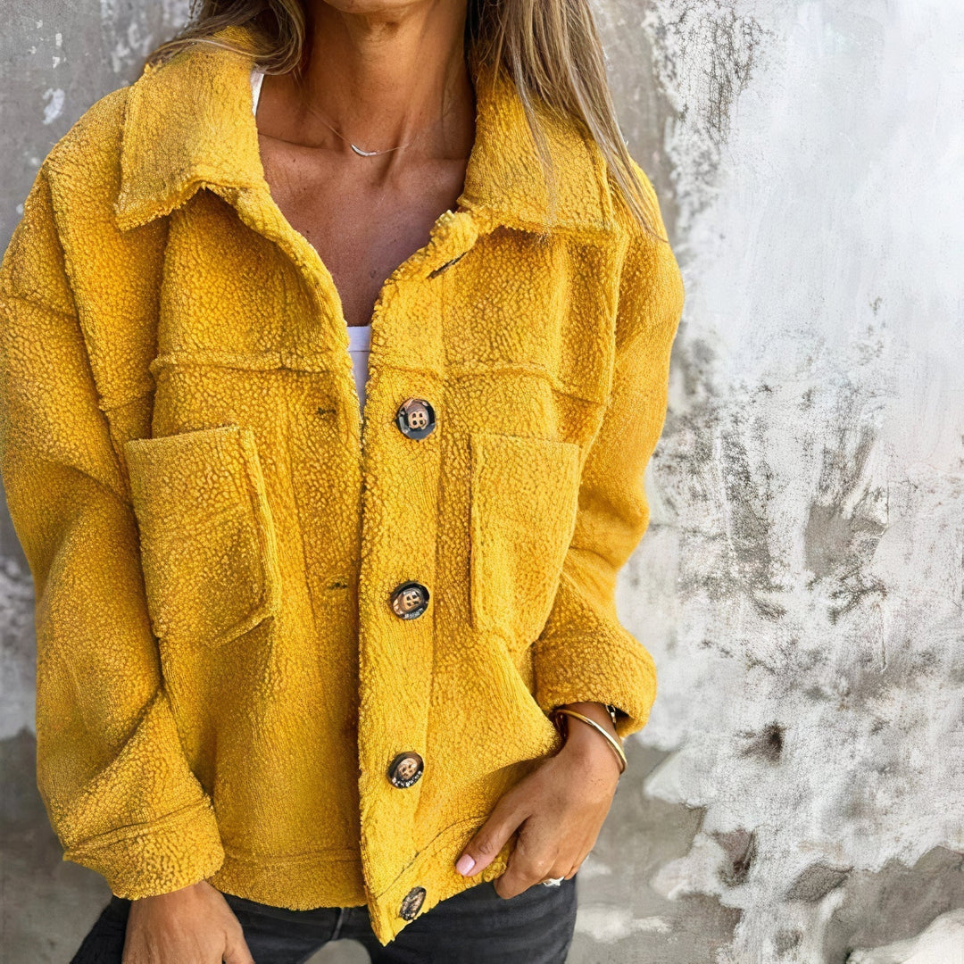 Damejakke i blødt teddy-materiale – Marisol