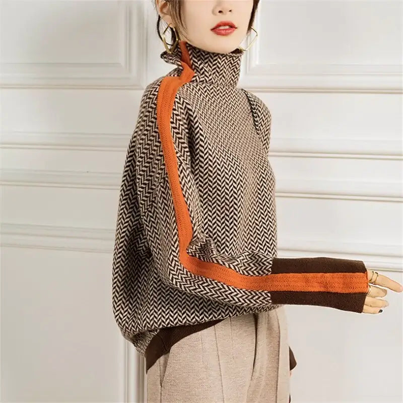 Dame rullekrave sweater i blødt strik – Amira