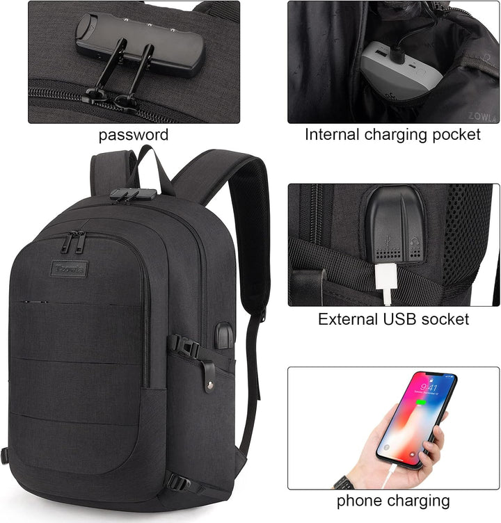 Ekstra stor tyverisikret laptop- og rejserygsæk med USB-port – 30–50 L