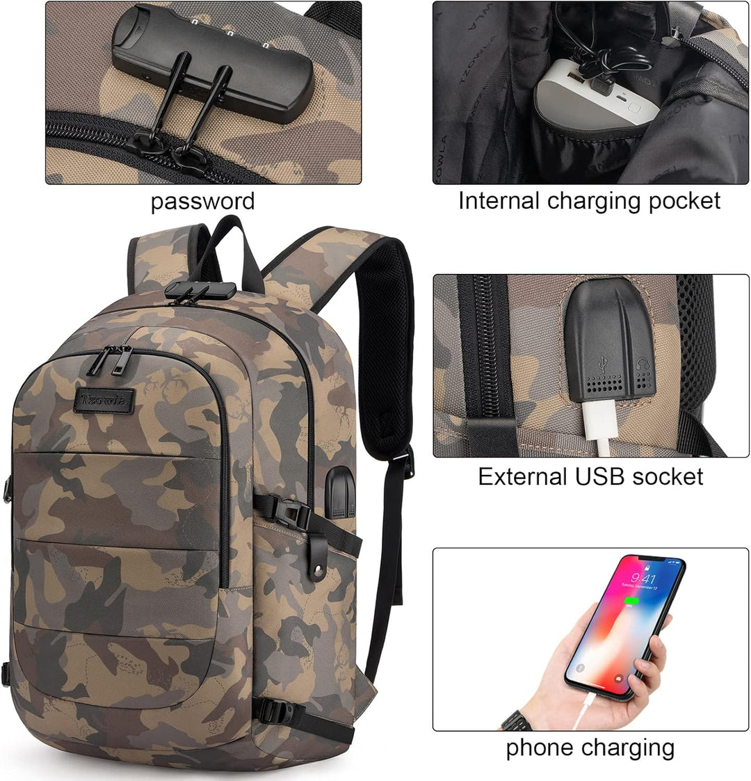 Ekstra stor tyverisikret laptop- og rejserygsæk med USB-port – 30–50 L