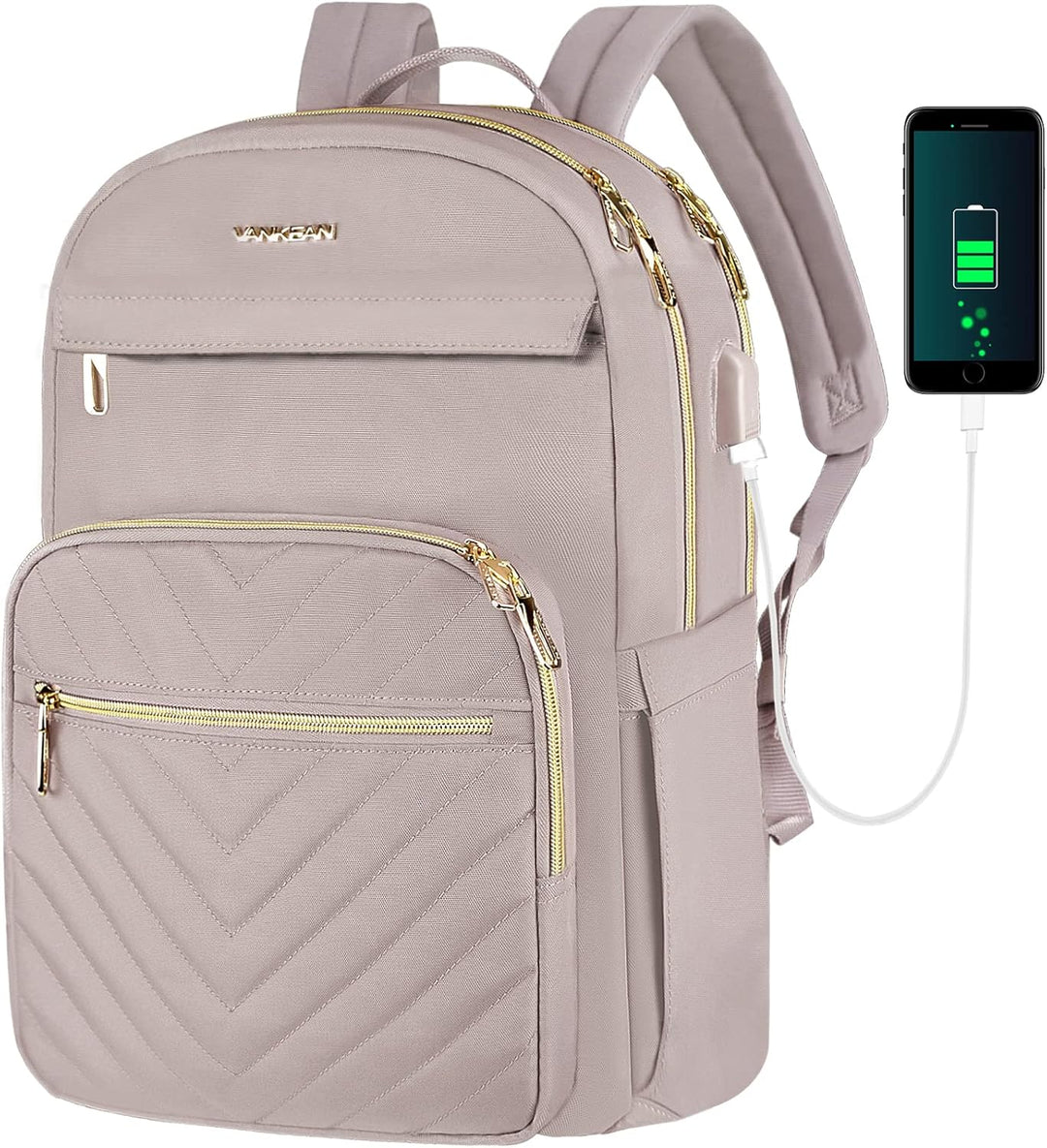 Let vandtæt laptop-rygsæk med USB-port – kompatibel med 15,6 tommer