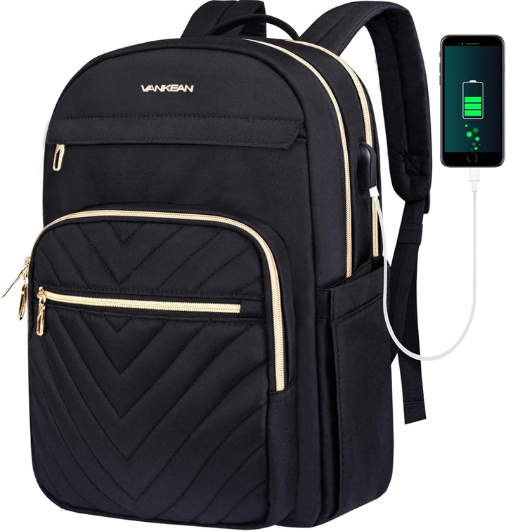 Let vandtæt laptop-rygsæk med USB-port – kompatibel med 15,6 tommer