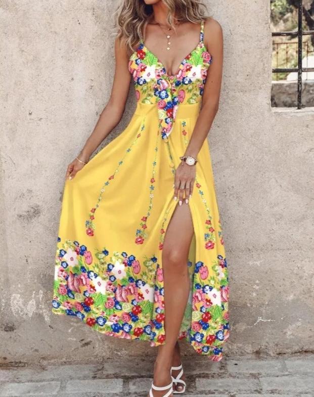 Casual maxi-kjole med knapdetalje – Elvire