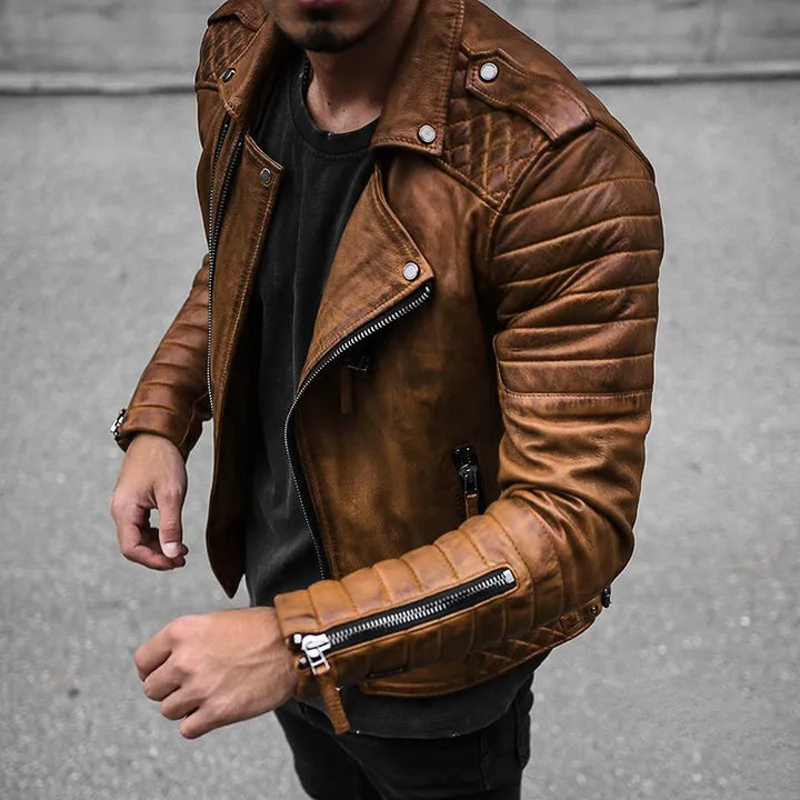 Herren Leren Bikerjakke – Cael